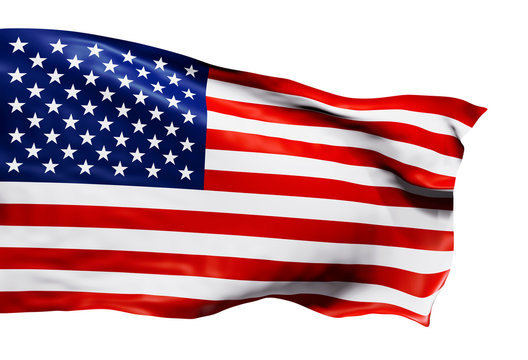 USA or American flag isolated on white background with clipping path 3D render