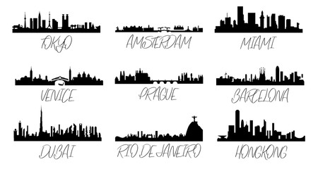 Beautiful cities made in vector in black and white.