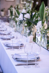 wedding table setting, white color