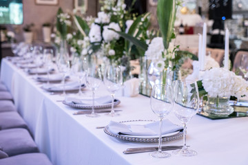 wedding table setting, white color