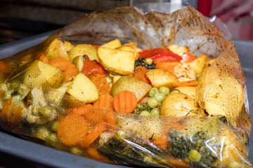 delicious vegetarian vegetable dish in the oven baked bag. Diet food