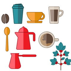 Set of Coffee and Tea Vector Line Icons. Vector stock illustration, EPS 10.
