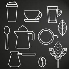 Set of Coffee and Tea Vector Line Icons. Vector stock illustration, EPS 10.