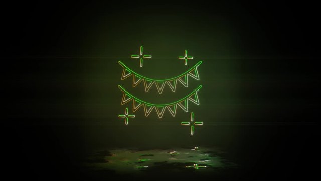 Pennants, decoration in neon color effect mp4 video. St Patrick day