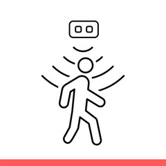Motion detector vector icon, walking sensor symbol