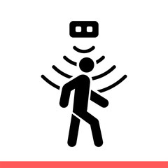 Motion detector vector icon, walking sensor symbol