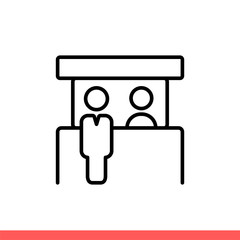 Sales booth vector icon, promo stand symbol