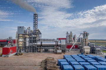 Obraz premium Factory for processing wood. Ufa Russia.