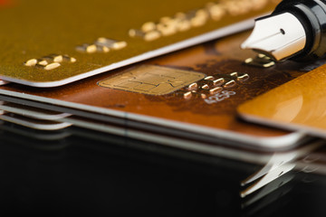 Credit card and pen.