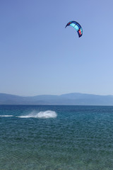 Famous for kite surfers cape Drepano, Achaia, Peloponnese, Greece