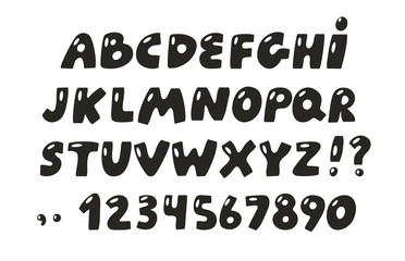 Bubble alphabet set in black color. Vector art.