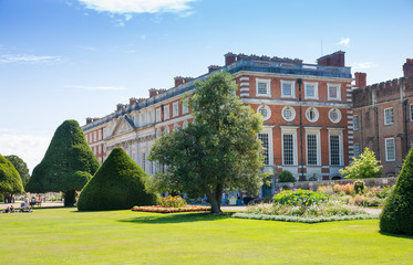 London, UK.  Front of Hampton court 17th century locates West London