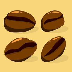 isolate coffee bean in different styles vector illustration.