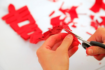 Producting Chinese paper-cut works