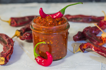 Traditional homemade harissa sauce