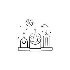 Obraz premium Alien city icon. Element of hand draw ufo icon