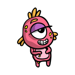 Beautiful cheerful and cute cartoon monsters with a big eye.
