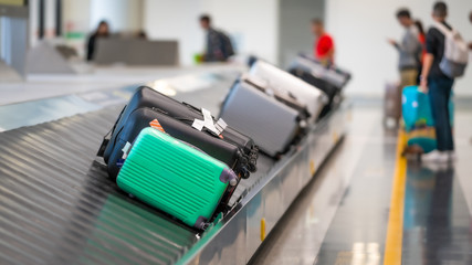 Luggage Bags On Conveyor Belt