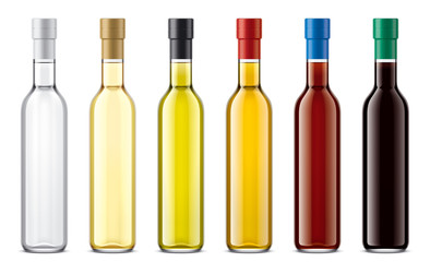 Glass bottles mockup for oil and sauce. 