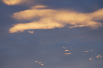 Cloudy orange sky at evening