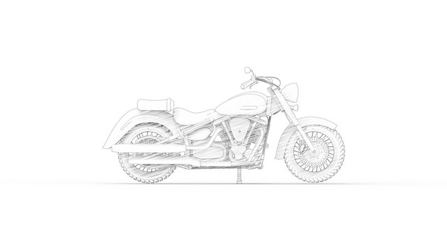 Motorcycle cruiser sketch isolated in white studio background