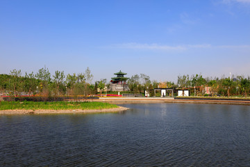 South Lake Park scenery in Tangshan, China