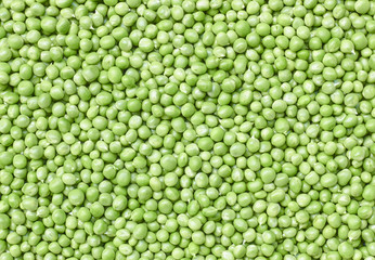 Pea flat textured background, green sweet fresh vegetable from above, overhead top view, agrarian harvest and healthy vegetarian food concept
