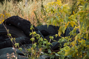 recycling old car tires landfill rubber waste dump