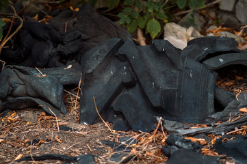 recycling old car tires landfill rubber waste dump