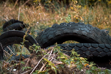 recycling old car tires landfill rubber waste dump