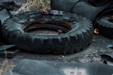 recycling old car tires landfill rubber waste dump