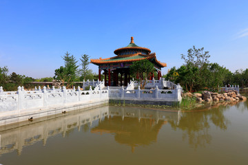 The scenery of the South Lake Park in Tangshan, China
