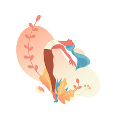 Woman activities. Girl doing sports, yoga, dancing, fitness exercise in different poses. Sport women flat illustration isolated on white background for website and mobile website development.- Vector