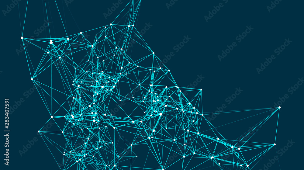 Poster abstract connections are in space. background with connecting dots and lines. connection structure. 