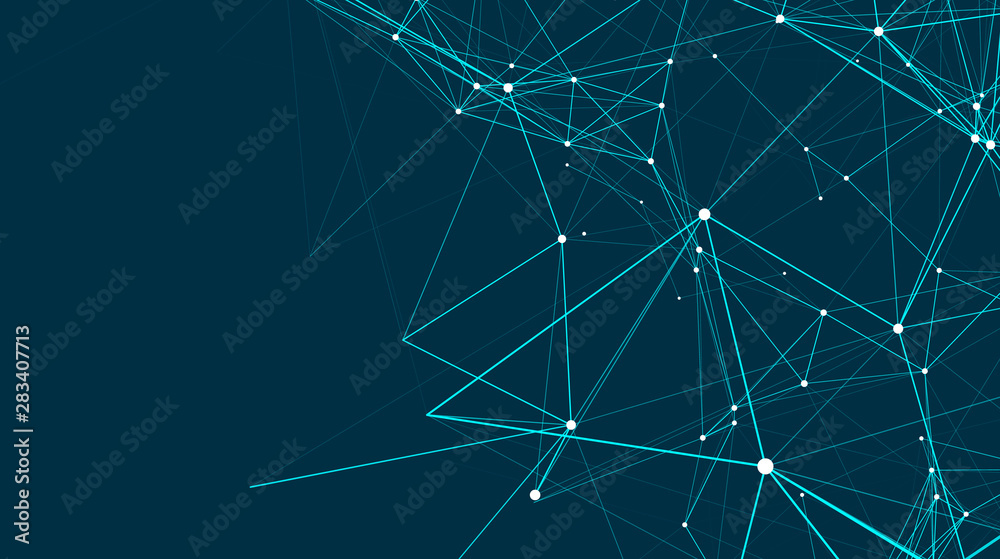 Poster abstract connections are in space. background with connecting dots and lines. connection structure. 