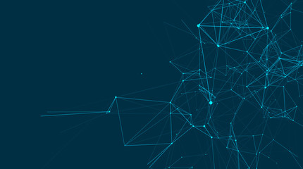 Abstract connections are in space. Background with connecting dots and lines. Connection structure. Vector illustration