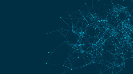 Abstract connections are in space. Background with connecting dots and lines. Connection structure. Vector illustration