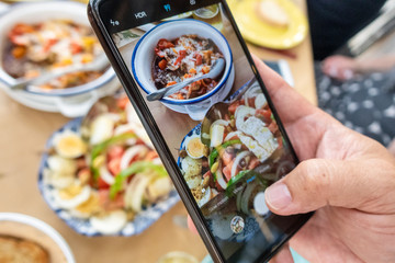 Taking photos of food with phone