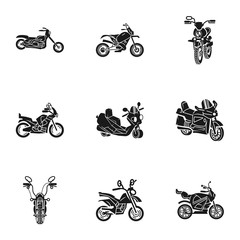 Motorbike transport icon set. Simple set of 9 motorbike transport vector icons for web design isolated on white background