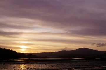 Obraz premium Sunset in the estuary in Noia, Galicia, Spain