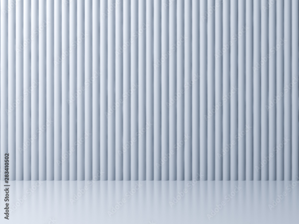 Fototapete abstract white striped background with reflections and shadows 3d rendering