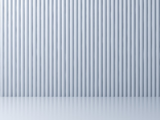 Abstract white striped background with reflections and shadows 3D rendering
