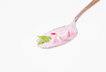 Cold borscht (chlodnik) - traditional Lithuanian cold soup with radish, parsley and dill