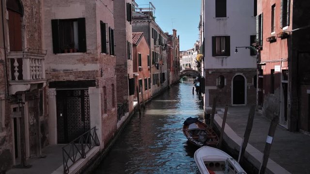 Empty little canal in Venice