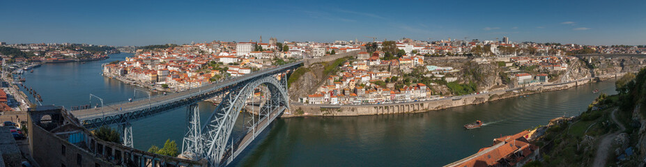 Fototapeta na wymiar Panoramic View of Porto City at Duoro River, Porto, Portugal.