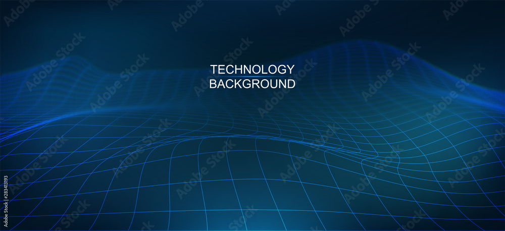 Leinwandbilder 3D background Big data visualization design. Visual information complexity. Intricate data threads plot. Cyber technology Ai tech neural network futuristic wireframe data visualisation. Vector 