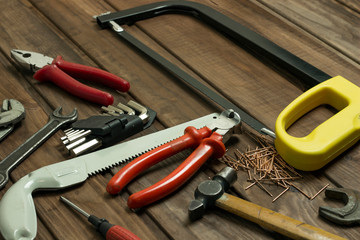 tools in the workshop on the table