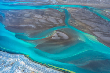 Amazing Nature, Aerial view of glacier rivers,Iceland