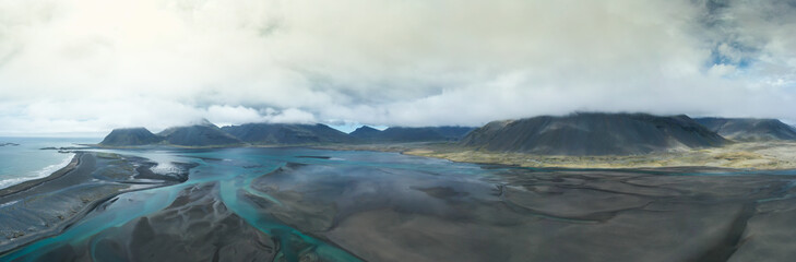 Aerial view of amazing iceland landscapes