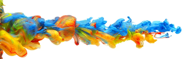 Regenbogen aus bunten Farben und Tinten, die zusammen in fließendem Wasser abstrakten Hintergrund wirbeln © Leigh Prather